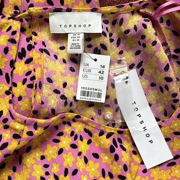 TOPSHOP Floral Print Dress with Handkerchief Hem NWT Size 10 - Picture 3 of 16